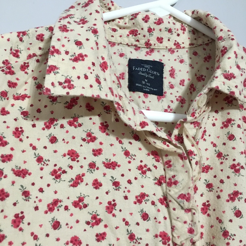 Cream white flower shirt